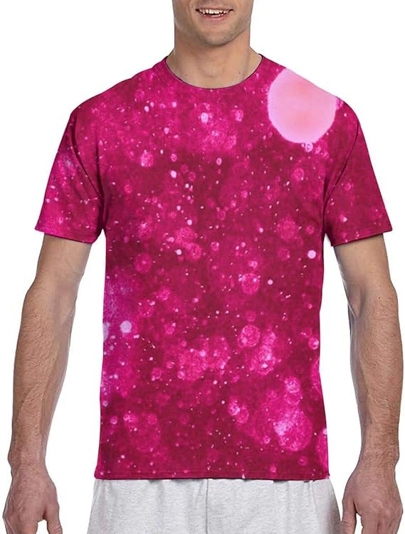 Hot Pink Sparkles Glitter Art Men's T Shirt Men's Funny T-Shirt 100% Cotton Tee Black: Amazon.co 