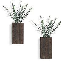 Dahey 2 Pack Wood Wall Planter Vase with Artificial Eucalyptus Farmhouse Wall Hanging Decor Pocket Planter for Indoor Fake Pl