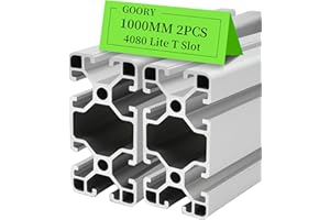 GOORY 2pcs Aluminum Extrusion 4080 39.37"(1000mm) T Slot European Standard - Anodized Extruded Linear Rail Guide for DIY 3D Printer CNC Router Laser Engraving Automated Machine Equipment Silver