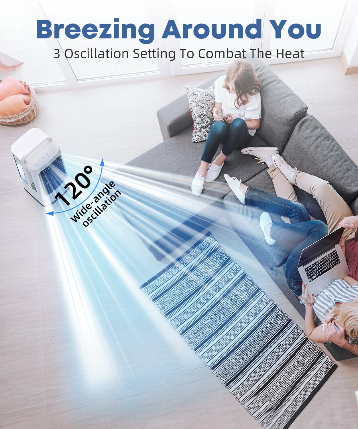 XAMATTS Portable Air Conditioners, 1700ml Evaporative Air Cooler with Remote, 120° Oscillating Mini Air Conditioner Portable with 3 Speeds & 1-7H Timer, Portable AC Unit Fan for Indoors Bedroom Office