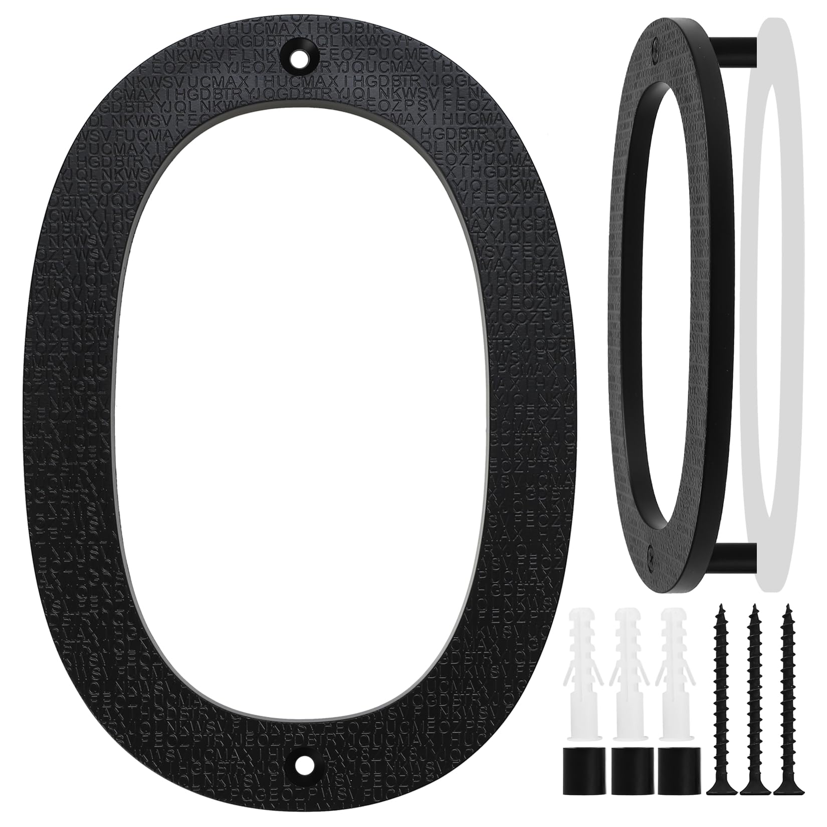 Black House Number, 20cm Large, Floating House Number Plaque, Street Door Number made from ABS Plastic with 3D Effect for Office Doors, Mailboxes, Garages - Digit(0)