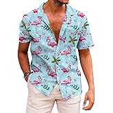 KYKU Hawaiian Shirts for Men Santa Claus Party Casual Button Down Short Sleeve Shirt with Pocket