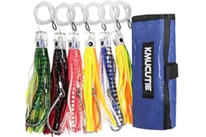 Kmucutie Set of 6 pcs 9 inch / 7 inch / 6.5 inch trolling Lure Marlin Tuna Dolphin Shark Big Game deep sea Fishing Lures Included Mesh Bag