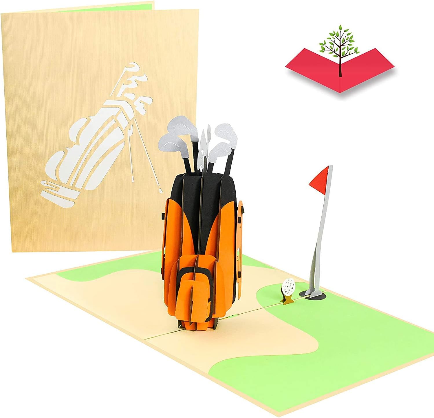 PopLife Golf Clubs 3D Pop Up Greeting Card, Handmade Father’s Day, Birthday, Retirement Gift for Him & Men, Happy Anniversary