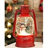 Christmas Decor Christmas Snow Globe Lantern,Snowman Lighted Snow Globes Musical with Swirling Glitter, Battery Powered Christmas Decorations Indoor for Home
