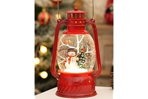 EDDORUNNING Christmas Decor Christmas Snow Globe Lantern,Snowman Lighted Snow Globes Musical with Swirling Glitter, Battery Powered Christmas Decorations Indoor for Home