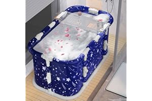 Bluethy 45‘’ Large Foldable Bathtub, Freestanding Soaking Bathing Tub with Metal Frame, Folding SPA Tub for Adult, Portable B