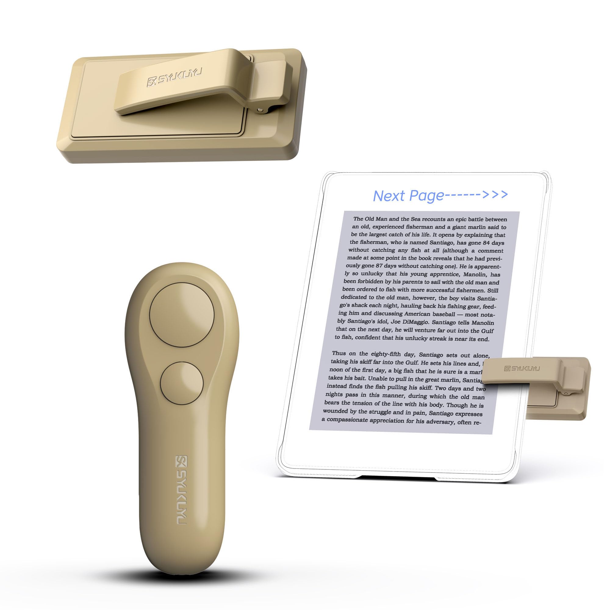 Photo 1 of SK SYUKUYU RF Remote Control Page Turner for Kindle Reading Ipad Surface Comics, iPhone Android Tablets Reading Novels Taking Photos(Light Brown)