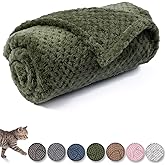 Warm Soft Fuzzy Dog or Cat Blanket, Plush Fleece Throws for Bed, Couch, Sofa, Travel (M/32" x 40", Dark Green)