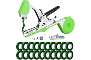 AUSDTOOLS Plant Tying Machine with 20 Rolls Green Tape,Plant Tapener,Tape Gun,Vine Tying Tape with 20 Rolls and 10000pcs Staples,Vineyard Garden Tools Set for Grapes, Raspberries, Tomatoes Vining Vegetables