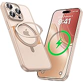 MAGIC JOHN 360° Rotatable Magnetic Invisible Stand for iPhone 15 Pro Case [Anti-Slip Grip] [Compatible with MagSafe] 16FT Shockproof for iPhone 15 Pro Case with Kickstand, Rose Gold