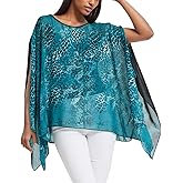 Max Hsuan Women's Loose Solid Sheer Chiffon Caftan Poncho Batwing Tunic Top Blouse Summer Oversized Shirts