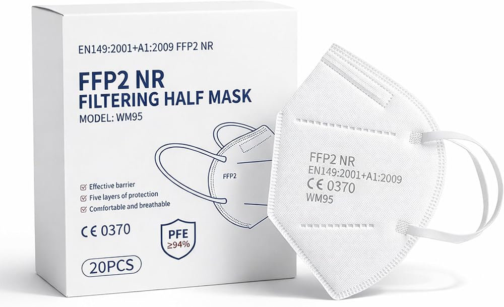 Nationwide Paper FFP2 Face Masks 20 Pack UK CE 0370 5 Layer Respirator