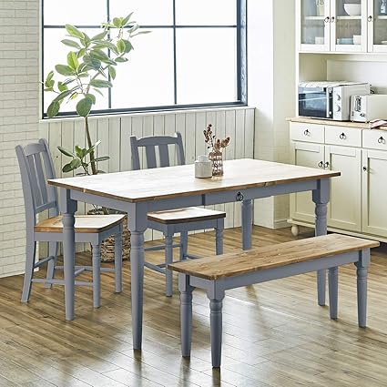 Amazon フレンチカントリー家具 ダイニングセット 4点セット ブルーグレー 手作り ナチュラル 北欧カントリー風 カントリー調 Td 1701lbgset4 ダイニングセット オンライン通販
