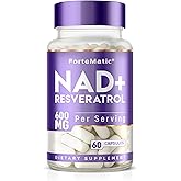 Fortematic NAD+ Resveratrol, Natural Antioxidant Cellular Energy Supplement, 600mg, 60 Capsules, Made in USA