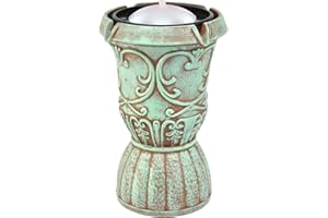 BERNINI FOUNTAINS Bernini Roman 2-in-1 Cordless Fountain Tower with Finial and Lights Instantly Turns Any Water Container Into A Decorative Fountain, Flippable Water Fountains for Soothing Sounds Indoor Outdoor