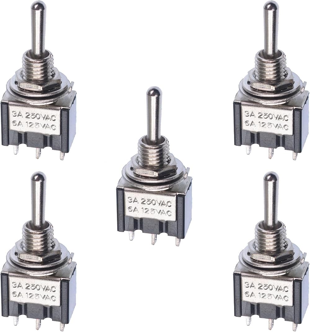 Switch Electronics 5 x Mini SPDT On Off On Momentary Toggle Switch 6mm