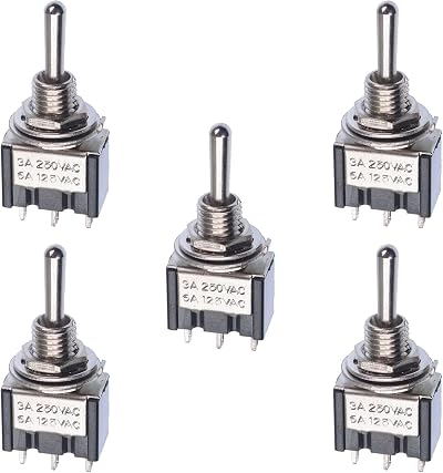 Switch Electronics 5 x Mini SPDT On Off On Momentary Toggle Switch 6mm