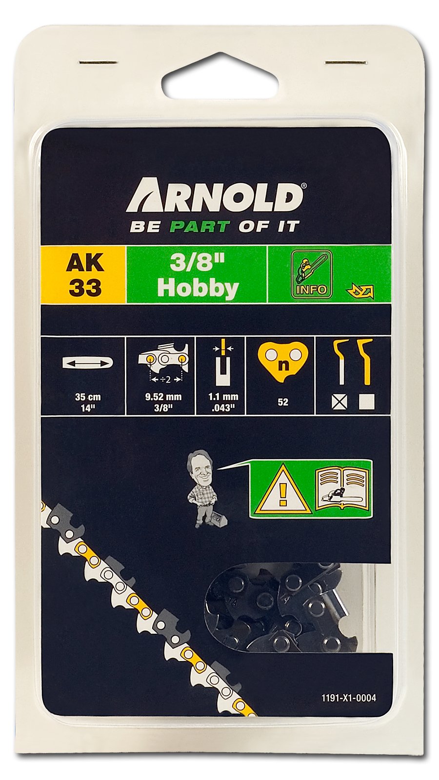Arnold Hobby 1191-X1-0004 Saw Chain 3/8-Inch 1.1 mm 52 Chain Links 35 cm Blade