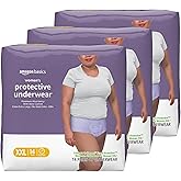 Amazon Basics Incontinence Underwear for Women, Protective, Disposable, Postpartum, Maximum Absorbency, XX-Large, Lavender, 42 Count (3 Packs of 14)