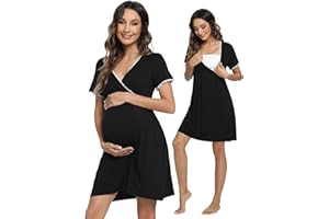 WiWi Soft Viscose from Bamboo 3 in 1 Maternity/Delivery/Nursing Labor Nightgowns Breastfeeding Sleep Shirt Gowns S-XXL