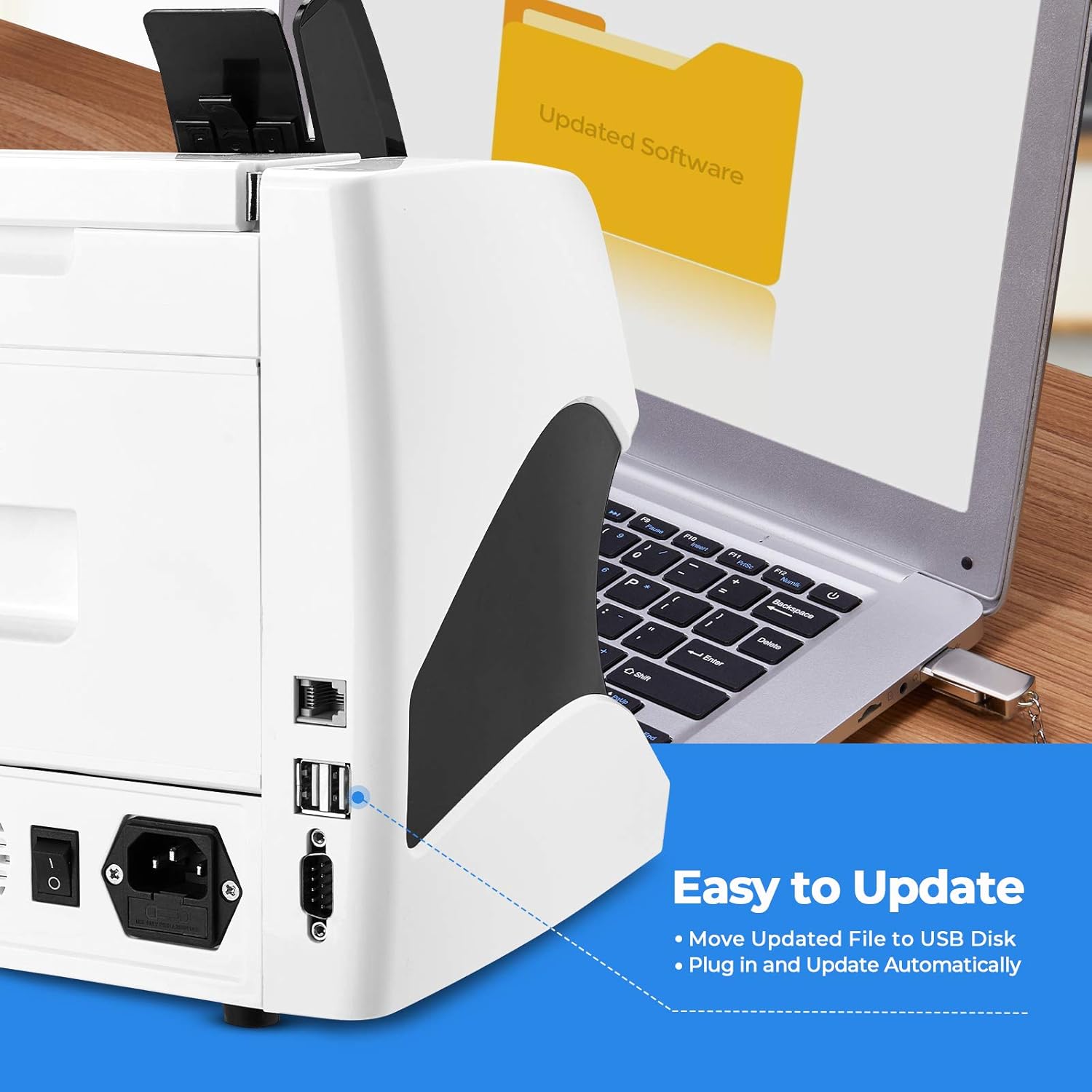 MUNBYN Bank Grade Money Counter Machine Mixed Denomination, Value Counting, Serial Number, Multi Currency, PC/Printer Enabled 11 Counterfeit Detection Cash Counter Machine with Bill Recognizes : Office Products