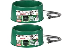 Farm Innovators P-60 1.5 Gallon 60 Watt Electric Heated Pet Water Bowl with Thermostatic Control and Anti Chew Cord, Green (2 Pack)