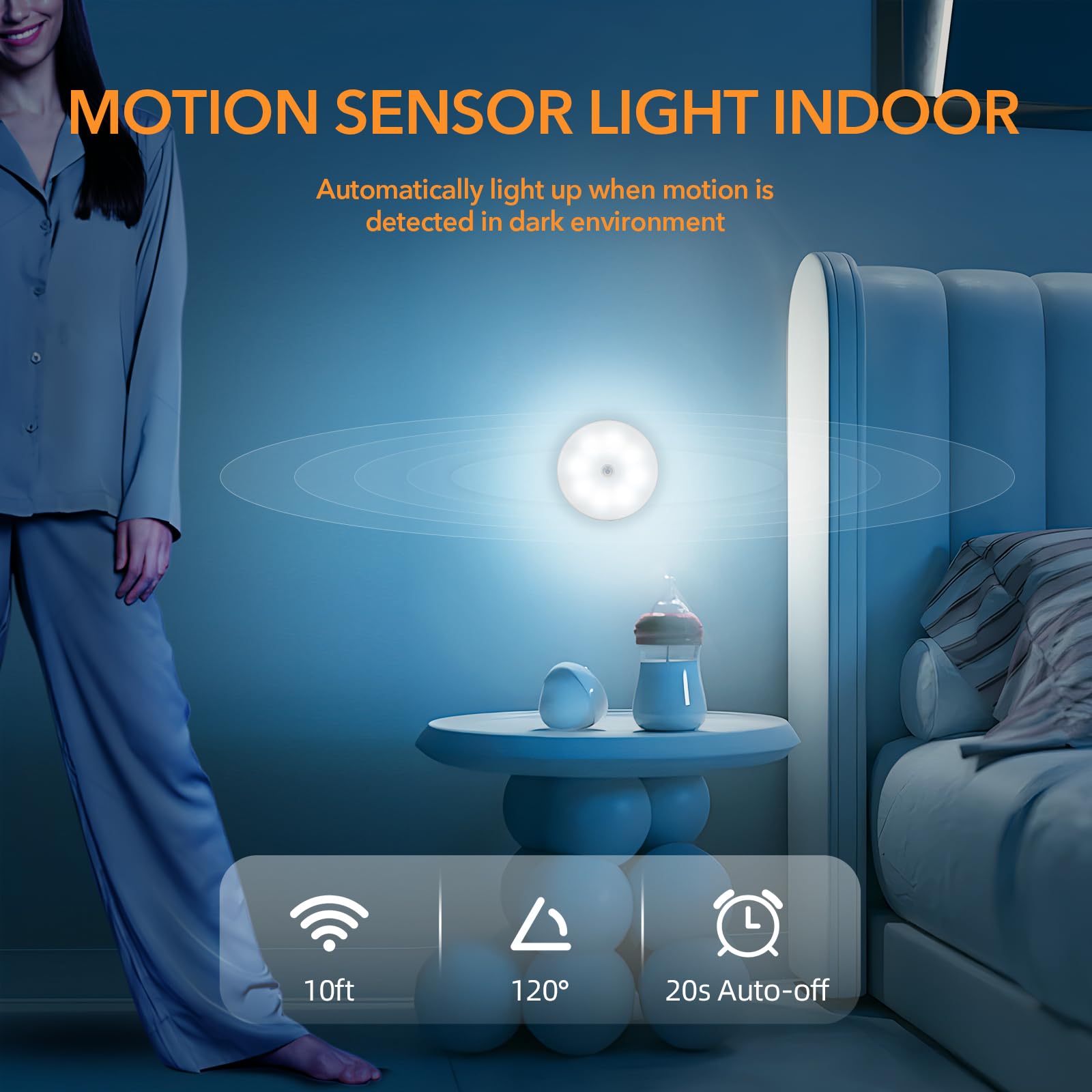 XLYS 6 Pack Motion Sensor Puck Lights Indoor, Under