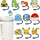 10Pcs Cartoon Straw Covers Cap for 9-10mm Straws Fit Stanley Cup 40 oz 30 oz Tumbler with Handle，Different Cute Straws Toppers for Boys Girls Party Gifts Favor