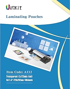 Hot Thermal Laminating Pouches 5Mil - 9x11.5 Inches for Sealed 8.5x11" Photo - 100 Sheets 9x11.5 inches Pack, Uinkit 24 Hours Service, 3 Years Warranty