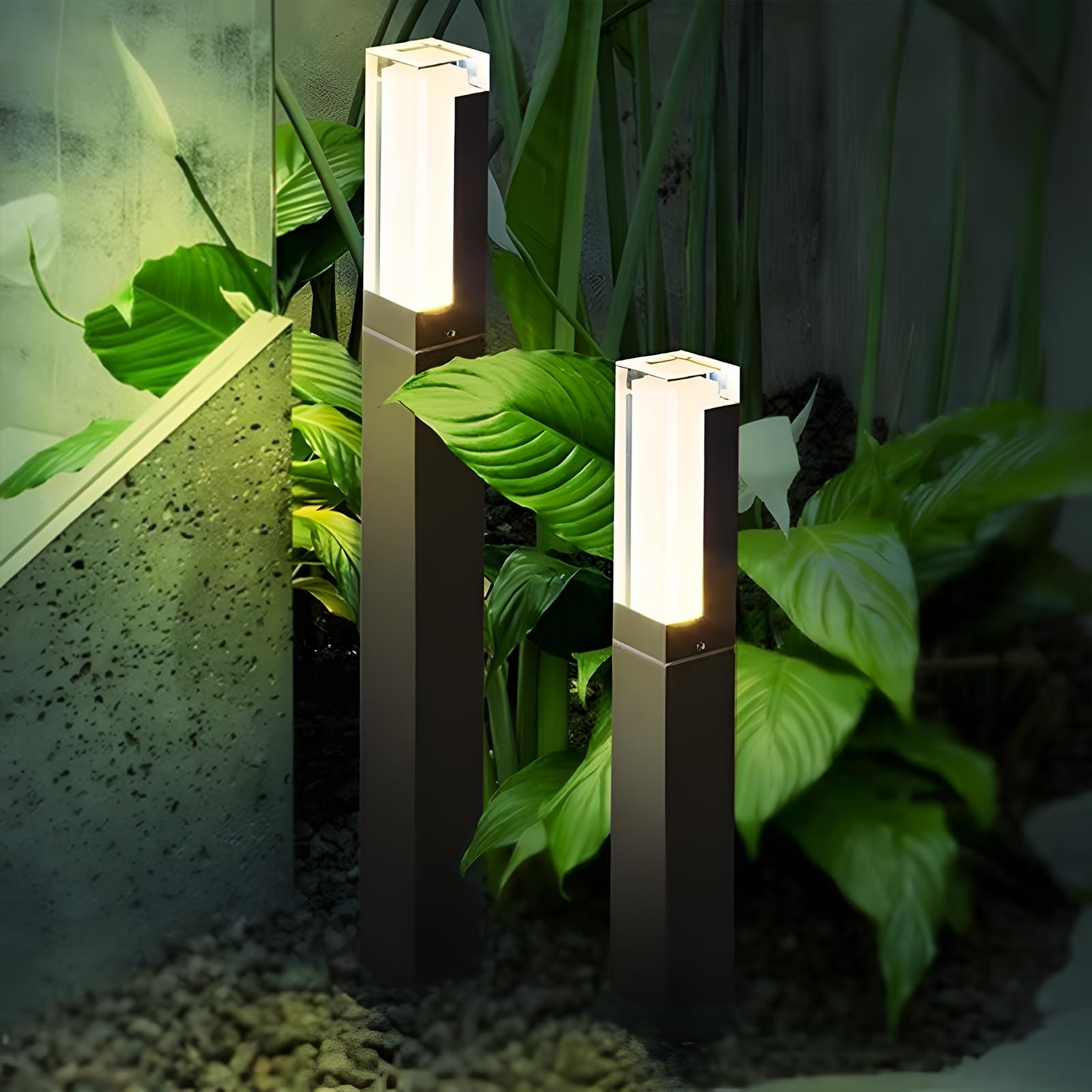 ZTWLEED 2 Pieces LED Outdoor Street Light,6W Black Outdoor Light Cube,Warm White 4000K IP65 Waterproof,40CM LED Outdoor Lighting for Paths Patio Garden Lawn Driveway Yard AC220V
