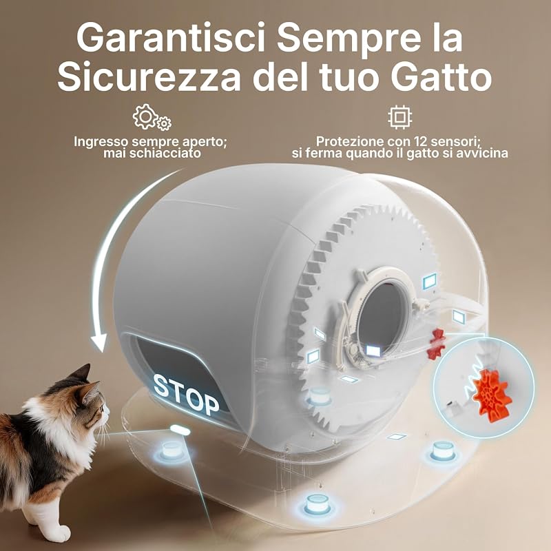 PUROBOT MAX 3 Lettiera Gatto Autopulente, Ampio Ingresso, Spazio 76L, Doppio Sistema Deodorante, Design Anti-Perdite, xSecure Anti-Intrappolamento, Controllo App, Ideale per Famiglie Multigatto
