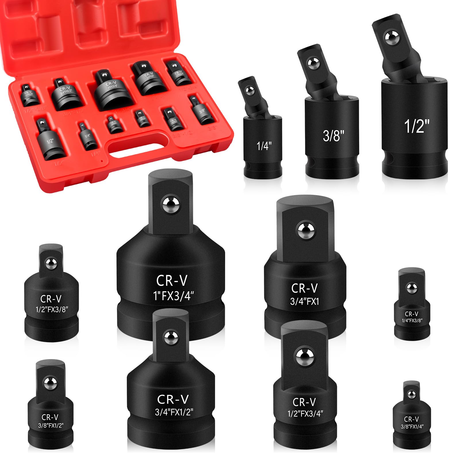 Photo 1 of 11PCS Impact Socket Adapter and Reducer Set, 1/4" 3/8" 1/2" 3/4" 1" Inch Square Drive Wrench Adapter, CR-MO Steel, for Drill, Breaker Bar, Ratchet Drive, Christmas Stocking Stuffers for Adults