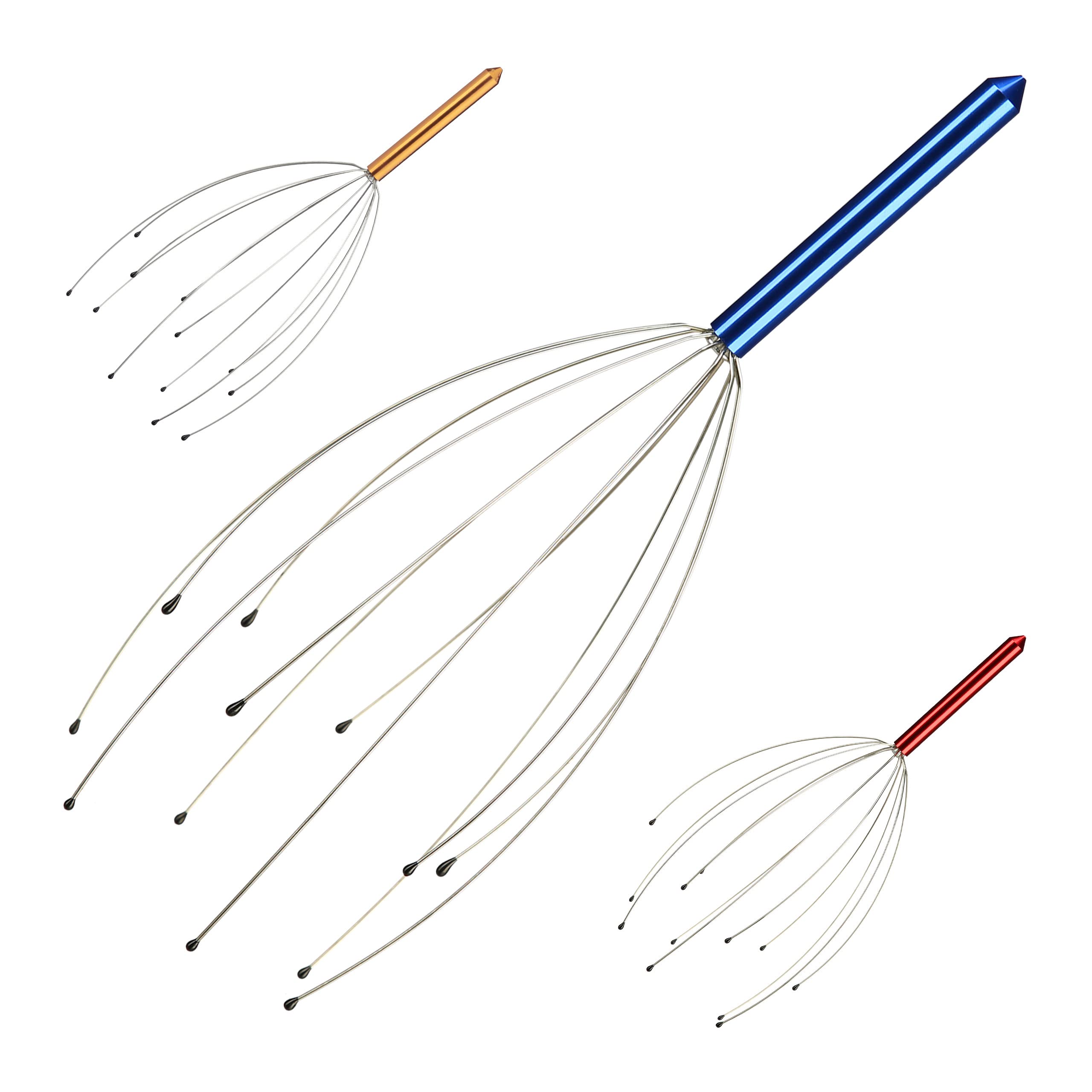 Relaxdays Head Massager, 12 Prongs with Safety-Tips, Scalp Massager for Manual Massages, Metal