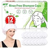 Shampoo Caps No Rinse Waterless Hair Washing Shower Caps 12 Packs for Elderly, Women, Hospital, Camping