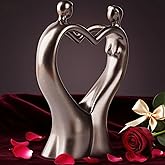 Heart-Shaped Couple Embrace Statue, Anniversary & Engagement Gifts for Couples, 8-Inch Romantic Sculpture, Valentine's Day/Wedding Gift for Him/Her, Resin Figurine Love Home Decor for Mantle & Shelf