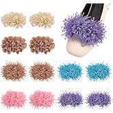 NBEADS 12Pcs 3D Flower Shoe Clips, Decorative Shoe Clips Unique Burned Edge Shoe Embellishment Detachable High Heels Shoe Buckle for DIY Shoe Accessories, Mixed Color, 4.3x3.1inch