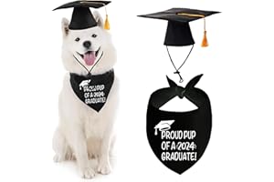 YAOFAVO 2024 Dog Graduation Bandana and Dog Grad Cap with Black Tassel Graduation Bandana Outfits Costumes for Dog Graduation Gift Supplies (One Size, Proud Pup of A Grad)
