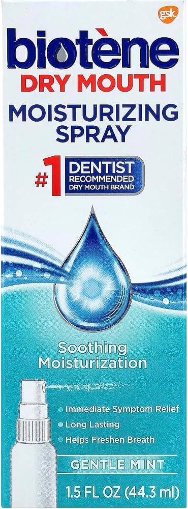Biotene Gentle Mint Moisturizing Mouth Spray, Sugar-Free, for Dry Mouth and Fresh Breath, 1.5 Fl Oz (Pack of 3)