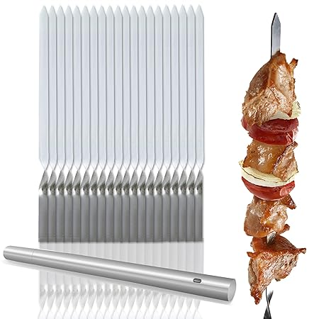 20 Pack Schaschlikspieße Edelstahl, Grillspieße 30cm - Sicher, Haltbar & Wiederverwendbar - Perfekte für BBQs Grillen Grillpa