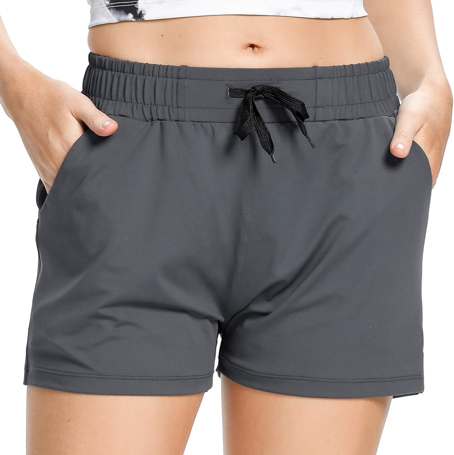 Mesily Women's Workout Hiking Shorts Elastic Waist Workout Travel Active Shorts: Clothing