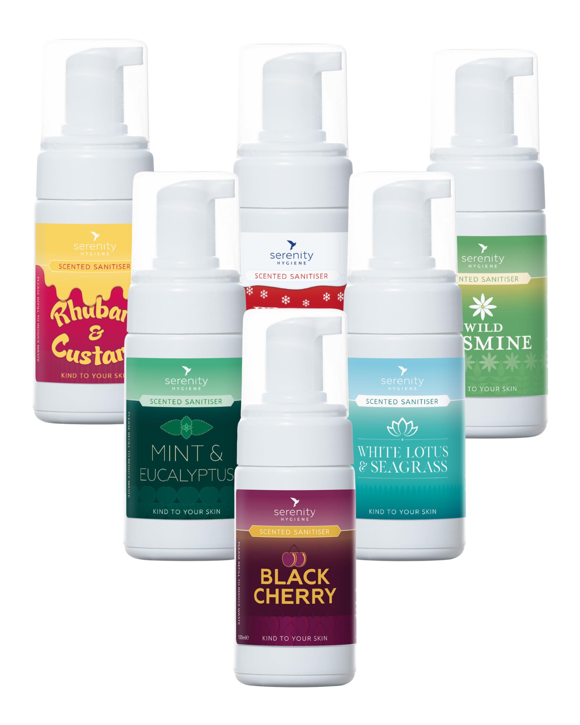 Foaming Hand Sanitiser - Scented Multi Pack - Non Alcohol Hand Sanitizer Great for Schools, Hospitals, Home - Foaming Natural Hand Sanitizer Manufactured in the UK (100 ml (Pack of 6))