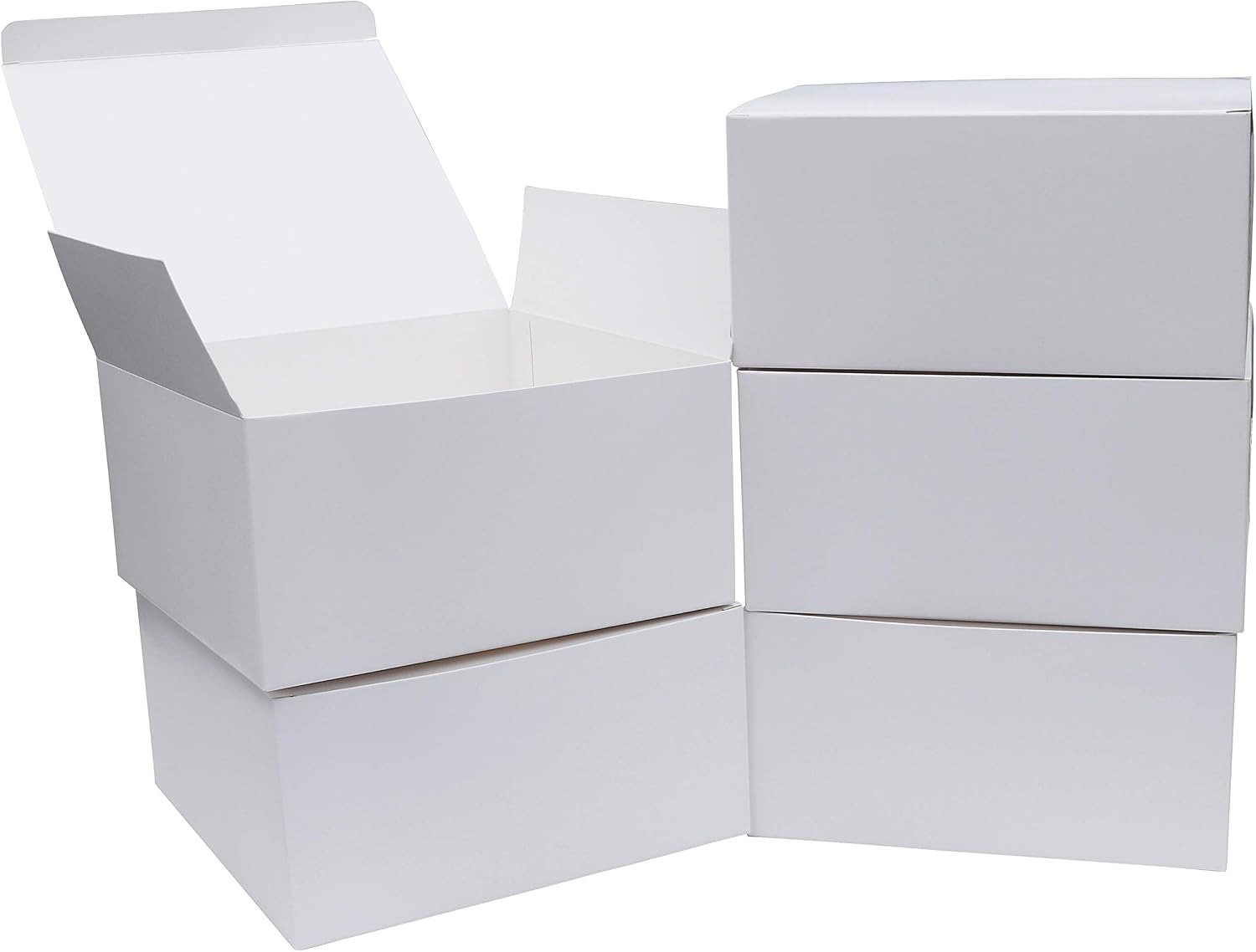 50 Petites Boîtes Cadeaux En Carton Kraft Blanc - 10x10x10 Cm - Avec Couvercle - Idéal Pour Emballer Cadeaux, Mariage, Noël, Anniversaire