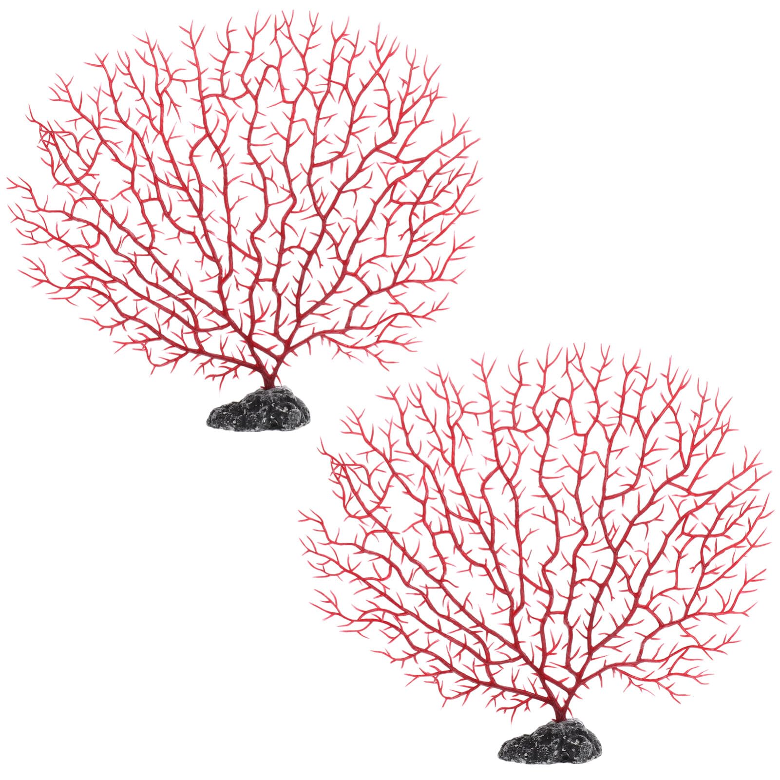 iplusmile Fish Tank Accessories- 2pcs Fish Tank Simulation Sea Fan Corals Plastic Water Plant Decor (Medium Size)