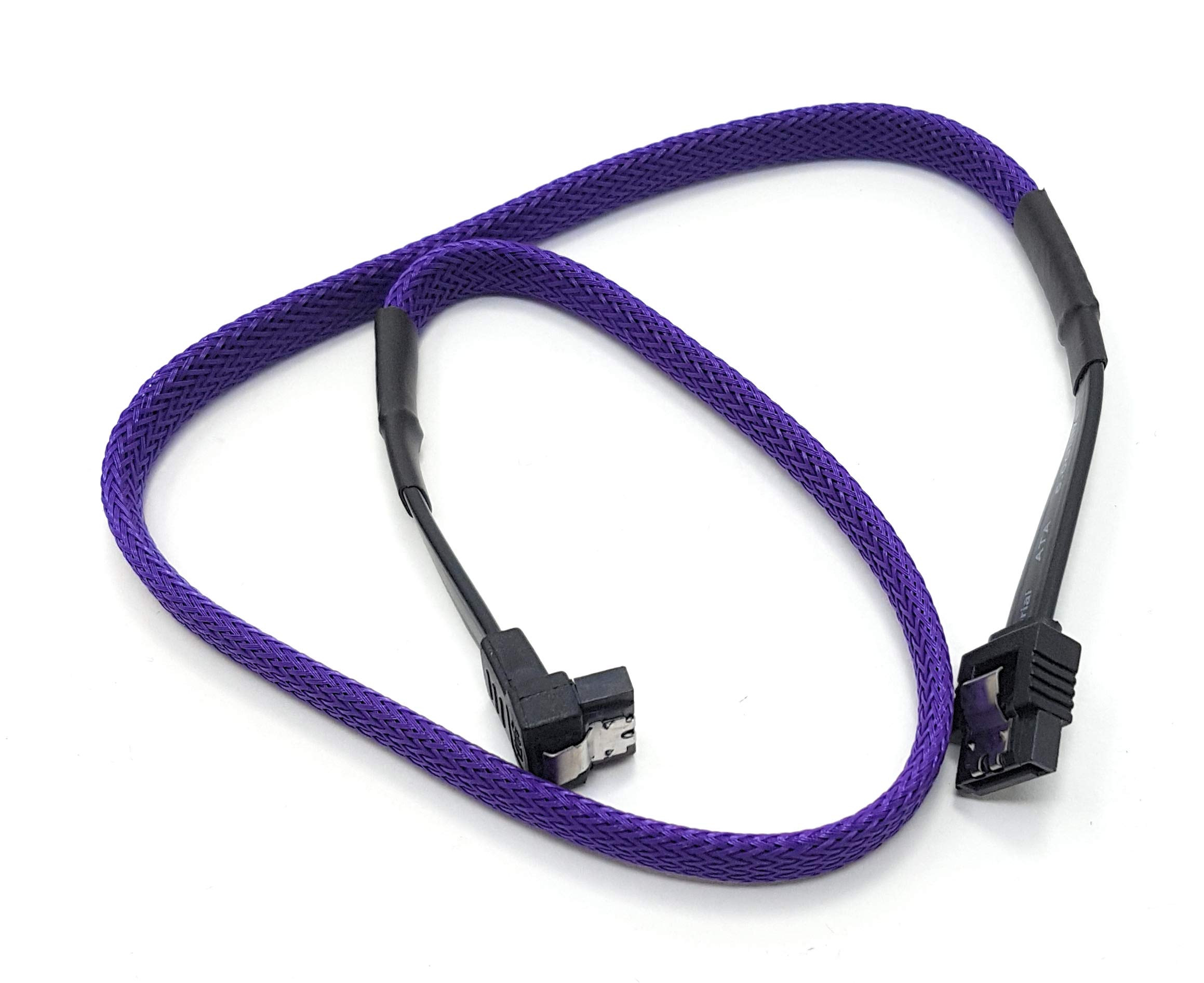 MainCore SATA 3 III Locking Right Angle Plug to Plug 6GBps High Speed Braided Cable Lead 0.5m