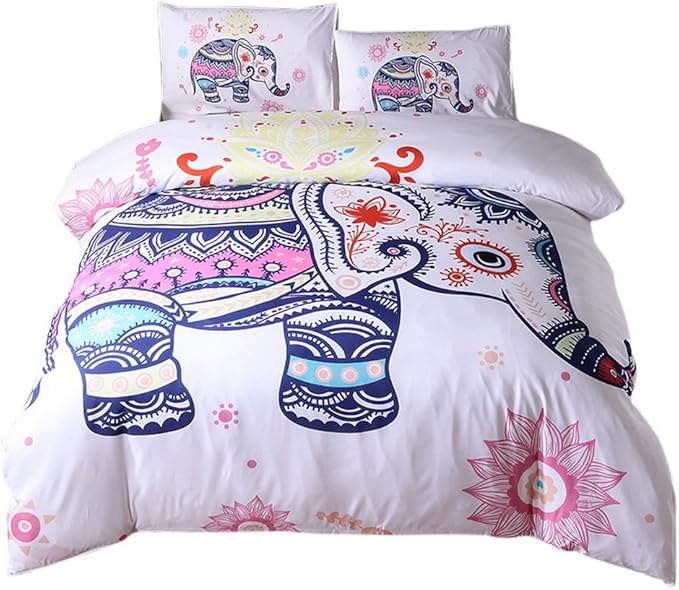 BSYYZQC Bettwäsche 160x200 Elefant Design - Mikrofaser 3-teilig Mit Reißverschluss