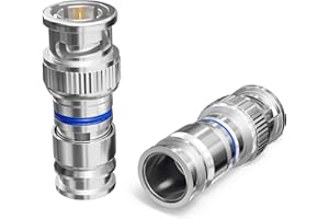 BNC Compression Connector for RG6 Coaxial Cable | Pack of 10 | Solid Construction - Male BNC Connectors for CCTV, SDI, HD-SDI
