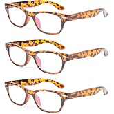 EYE ZOOM 3 Pack Blue Light Blocking Horn Rimmed Reading Glasses for Man and Women