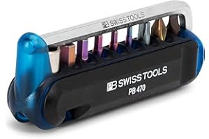 PB Swiss Tools Bike Multitool PB 470 | 100% Swiss Made | Pocket Tool with Bits, Allen Key, Steel Adapter, Tire Lever for Mountain and Road Bike, Bicycle, E-Bike (Blue)