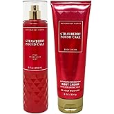 Bath and Body Works - Strawberry Pound Cake - Gift Set - Fine Fragrance Mist & Body Cream – 2021